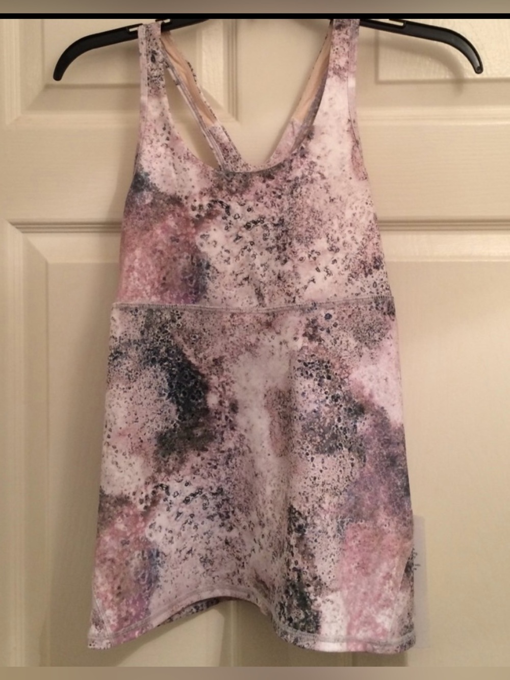 Lululemon Women’s Pink Marble Crossback Tank Top SZ 8 Activewear Sporty Workout